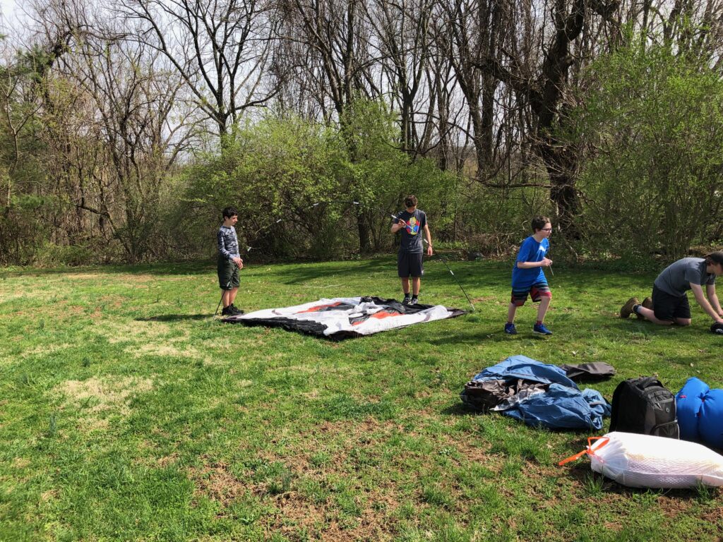 Scouts setting up tents 2019