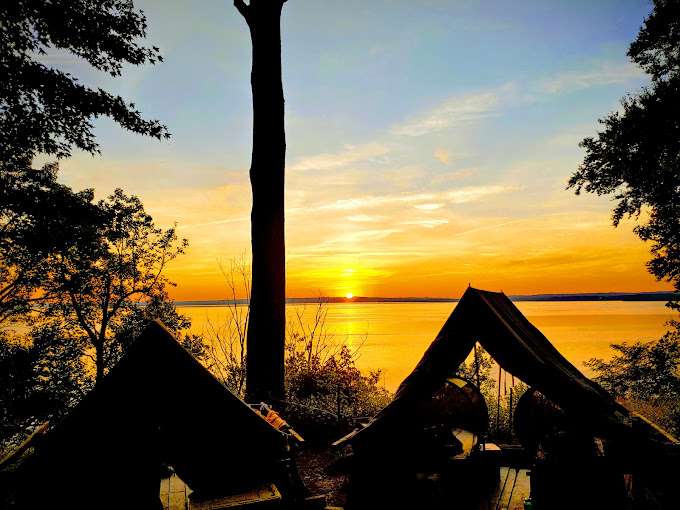 Camp Rodney Sun set two tents